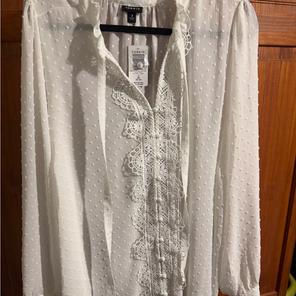 Torrid Ivory Lace Accent Blouse